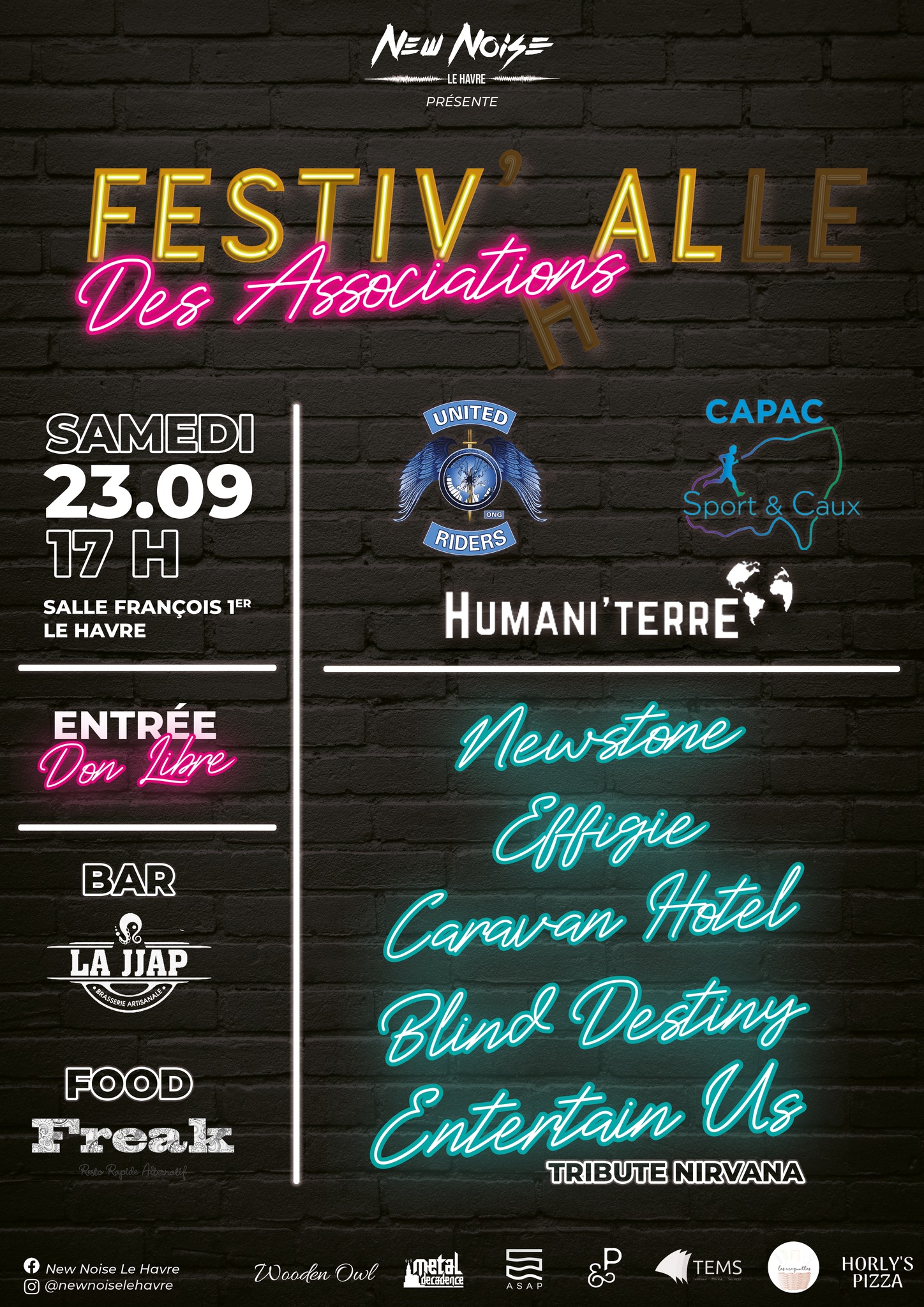 3e édition - 23 Septembre 2023 Avec les associations : "United Riders" et "Humani'Terre" et "CAPAC Sport & Caux" et les groupes : Newstone // Effigie // Caravan Hotel // Blind Destiny // Entertain Us